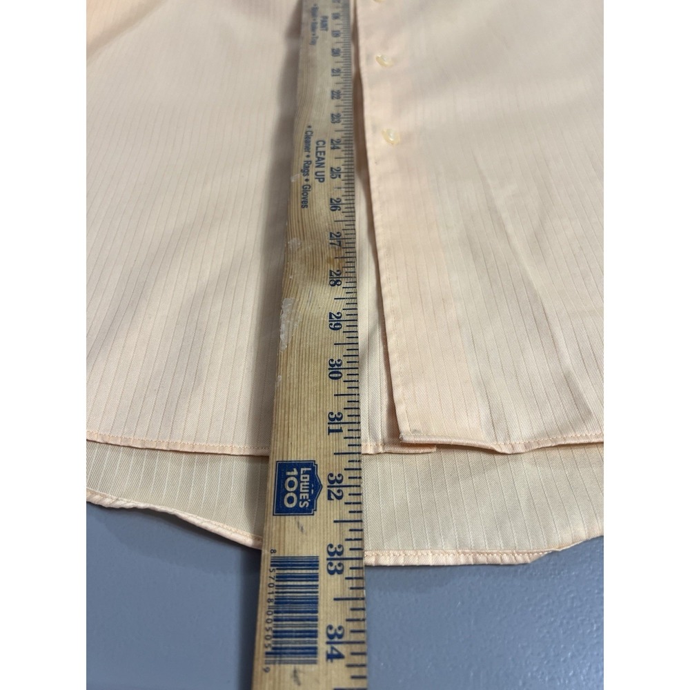 Arrow Men's Long Sleeve Satin & Twill Dress Shirt Xl 17 34/35 Mango Pin Stripe - Picture 11 of 14